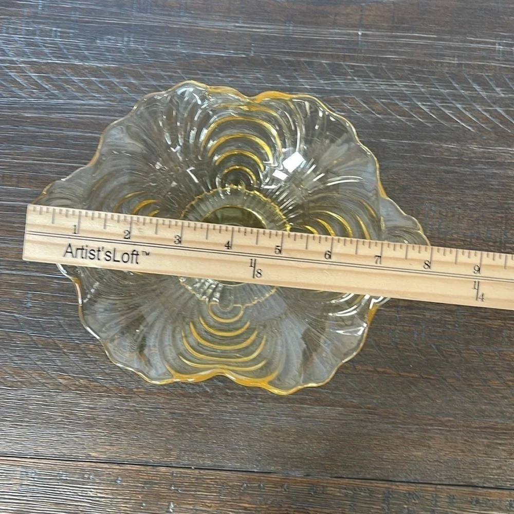 Vintage Cambridge Yellow Depression Era Glass Serving Bowl Ruffle Edge EUC
